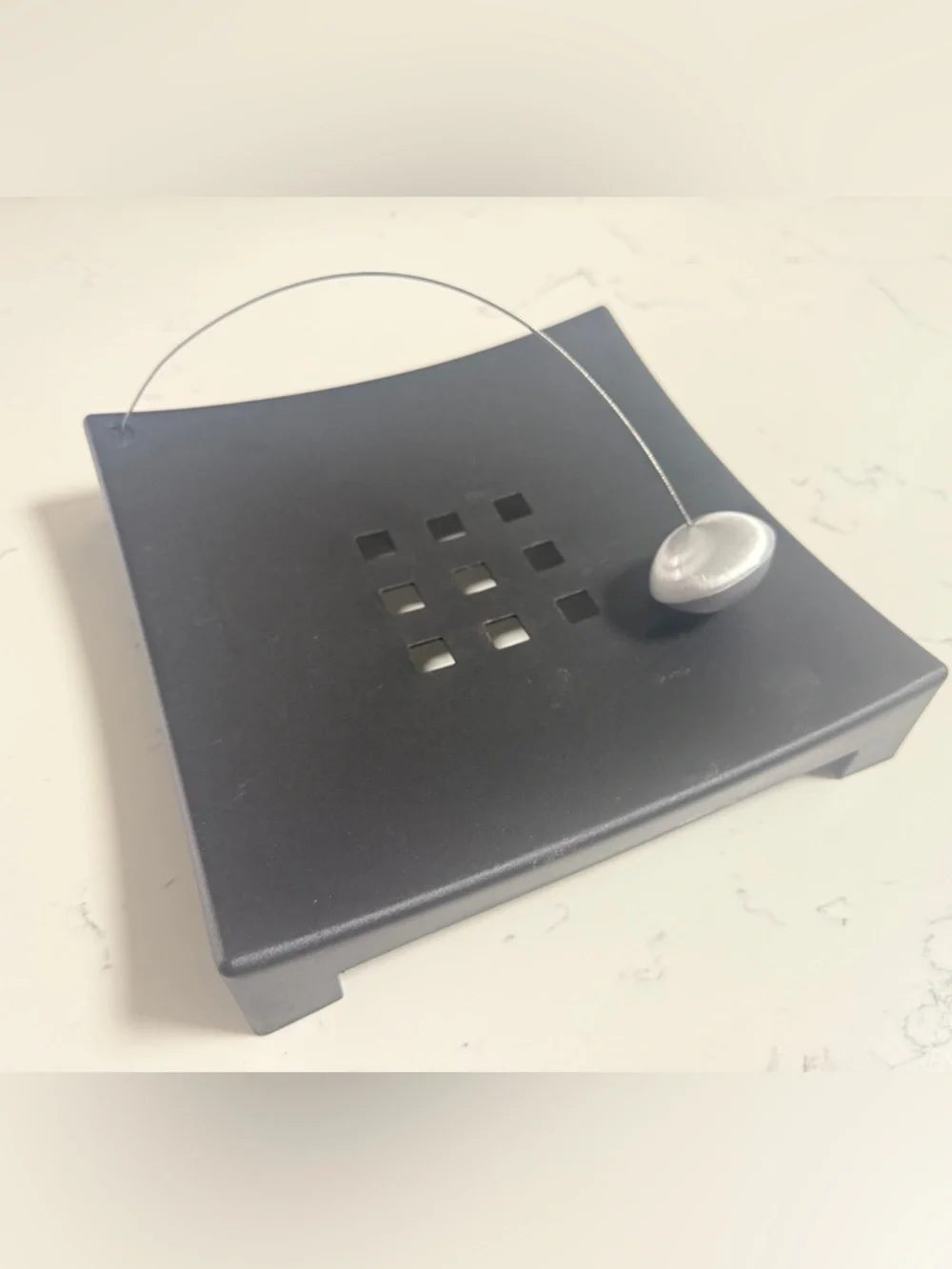 IKEA Black Plastic Sleek Surface Hapkin Holder w/ aluminum ball Modern 8.5x8.5”